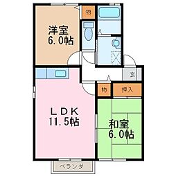 グレース・矢沢B 2LDKの間取図画像