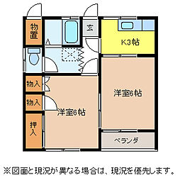 コーポ山下 2Kの間取図画像