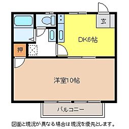 ベルメゾン桔梗 1DKの間取図画像