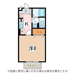 サニーコート・村井 1Kの間取図画像