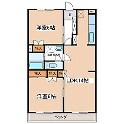 ナカタマンションナウ3 2LDKの間取図画像