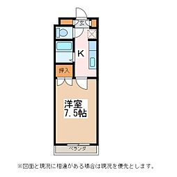 エアポートマンション千石A 1Kの間取図画像