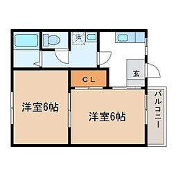 パナハイツ寿 2Kの間取図画像