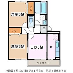 ペイサージュA 2LDKの間取図画像
