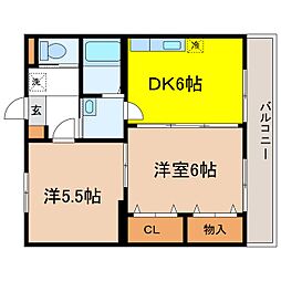 アラモード白馬 2DKの間取図画像