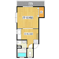 JR土讃線 薊野駅 徒歩5分の賃貸マンション 3階1DKの間取り