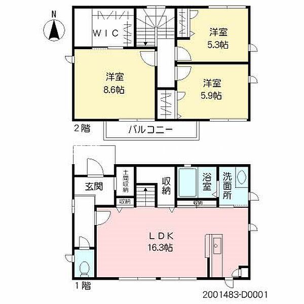 ヴィルヌーブ諏訪野　D棟 ｜福岡県久留米市諏訪野町(賃貸一戸建3LDK・--・94.18㎡)の写真 その2