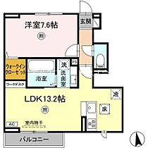 アベリア 105 ｜ 福岡県久留米市津福本町（賃貸アパート1LDK・1階・47.18㎡） その2