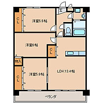 サンシャトー和賀 205 ｜ 福岡県久留米市合川町（賃貸マンション3LDK・2階・70.25㎡） その2