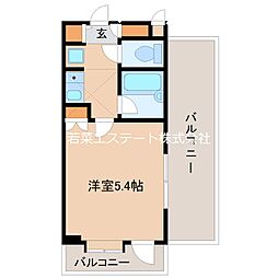 ヴィラマリア 13階1Kの間取り