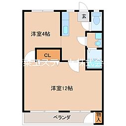 みどりコーポ 2LDKの間取図画像