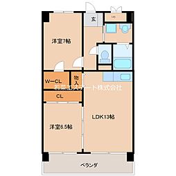グリーンキャッスル 2LDKの間取図画像
