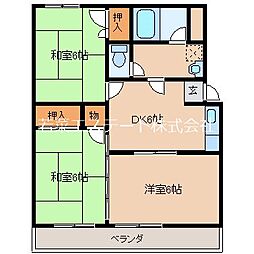 コーポパイン 3DKの間取図画像