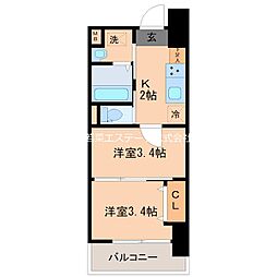 マークアベニュータワー久留米 2Kの間取図画像