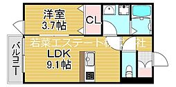 CS津福 1LDKの間取図画像