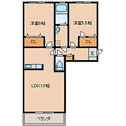 シャーメゾン新合川 2LDKの間取図画像