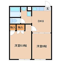 アザレアハイム 2DKの間取図画像