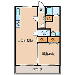 組坂ビルNo・9 1LDKの間取図画像