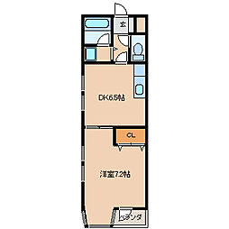 オークヒルズ2 1DKの間取図画像