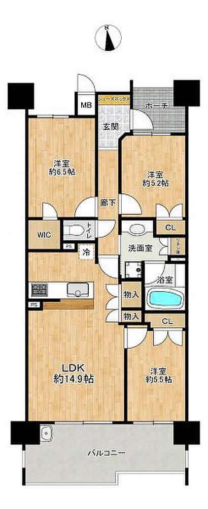 洗濯物がよく乾く南面バルコニーあり!全居室収納完備で片付けもしやすい間取りです♪