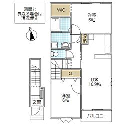 リバーサイド タカ 2階2LDKの間取り