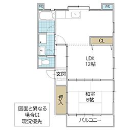 DIコーポB 1LDKの間取図画像