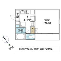 小木津FLAT 2階1Kの間取り