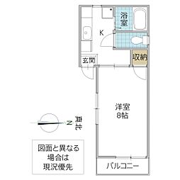 コーポクボタ 1Kの間取図画像