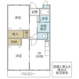 メゾン・ド・フローレ 2DKの間取図画像