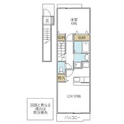 ノイ・グランツ 2階1LDKの間取り