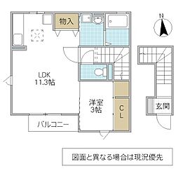 ヴィラ・アペーゴ 2階1LDKの間取り
