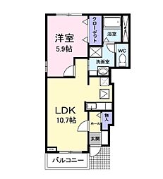 グレイス フォーリスト 101号室 1階1LDKの間取り