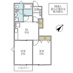 リブラ 2DKの間取図画像