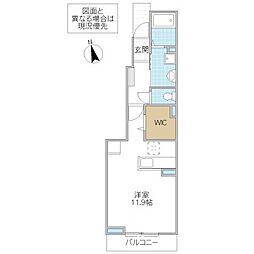 アルカンシエル ワンルームの間取図画像