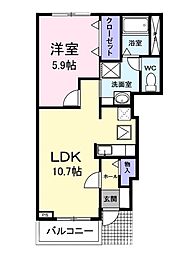 グレイスフォーリスト 1LDKの間取図画像