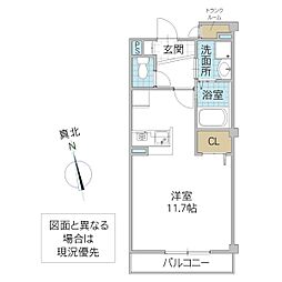 メゾングラシュ2 ワンルームの間取図画像
