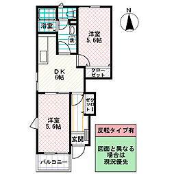 ガーデンヒルズ3 2DKの間取図画像