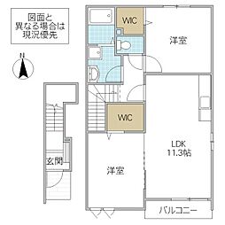 ヴィラサンワード1 2LDKの間取図画像