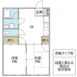 SOYAハイツ 2DKの間取図画像