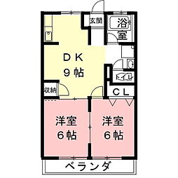 今嶺ビル 3階2DKの間取り