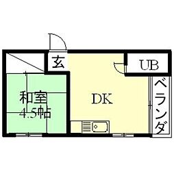 名鉄名古屋本線 名鉄岐阜駅 徒歩2分の賃貸アパート 4階1DKの間取り