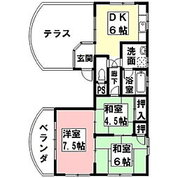 ハイツ・フォレスタ 3DKの間取図画像