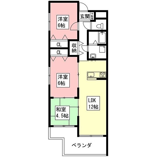 sainte famille 401｜岐阜県岐阜市長良東1丁目(賃貸マンション3LDK・4階・66.37㎡)の写真 その2