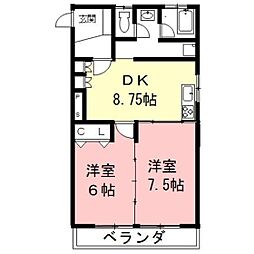 今嶺ビル 3階2DKの間取り