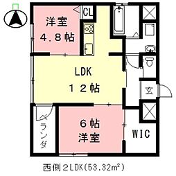 AZMOND 7階2LDKの間取り