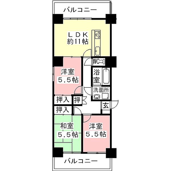 大長良川マンション 301｜岐阜県岐阜市日野北1丁目(賃貸アパート3LDK・3階・65.34㎡)の写真 その2