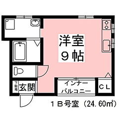 VillaRegina ワンルームの間取図画像