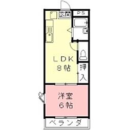 高要コーポ 1LDKの間取図画像