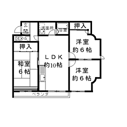 ミノジュービル 3LDKの間取図画像