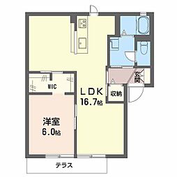 グリーンロードB 1LDKの間取図画像